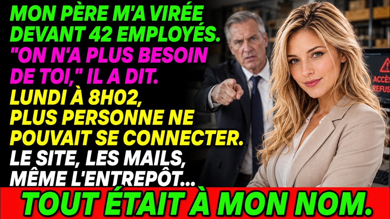 Mon père m’a licenciée devant 42 salariés un vendredi à 16h. « On n’a plus besoin de toi, Camille », a-t-il dit, pendant que mon frère souriait au premier rang. Ce qu’il ignorait, c’est que...