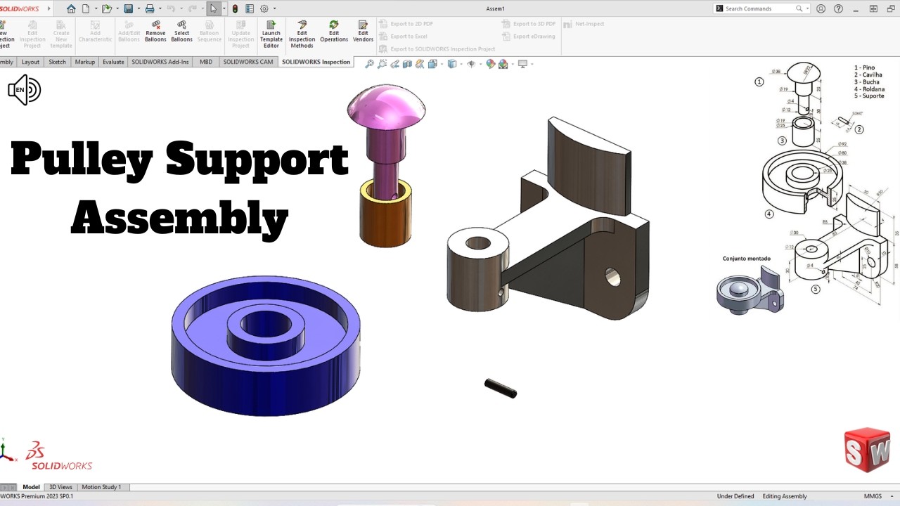 Pulley Support Assembly SolidWorks Tutorial! SolidWorks - YouTube