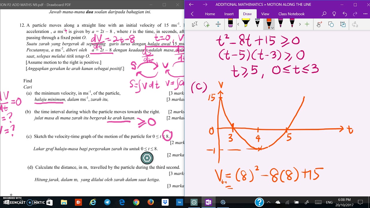 N9 P2 2017 Q12 Gerakan Pd Garis Lurus Motion Along The Line Youtube