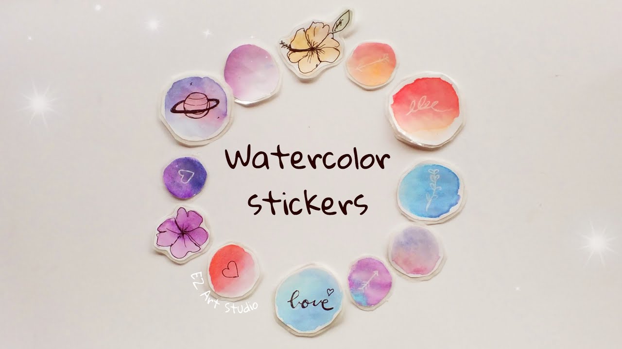 DIY Watercolor Stickers NO STICKER PAPER Easy - YouTube