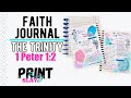 Journaling about The Holy Trinity in my Faith Happy Planner Happy Notes - 1 Peter 1:2