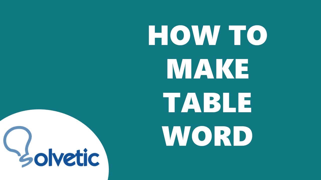 How to Make Table Microsoft Word - YouTube