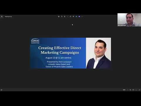 Creating Effective Direct Marketing Campaigns - August 13, 2024 - video from CORFAC
