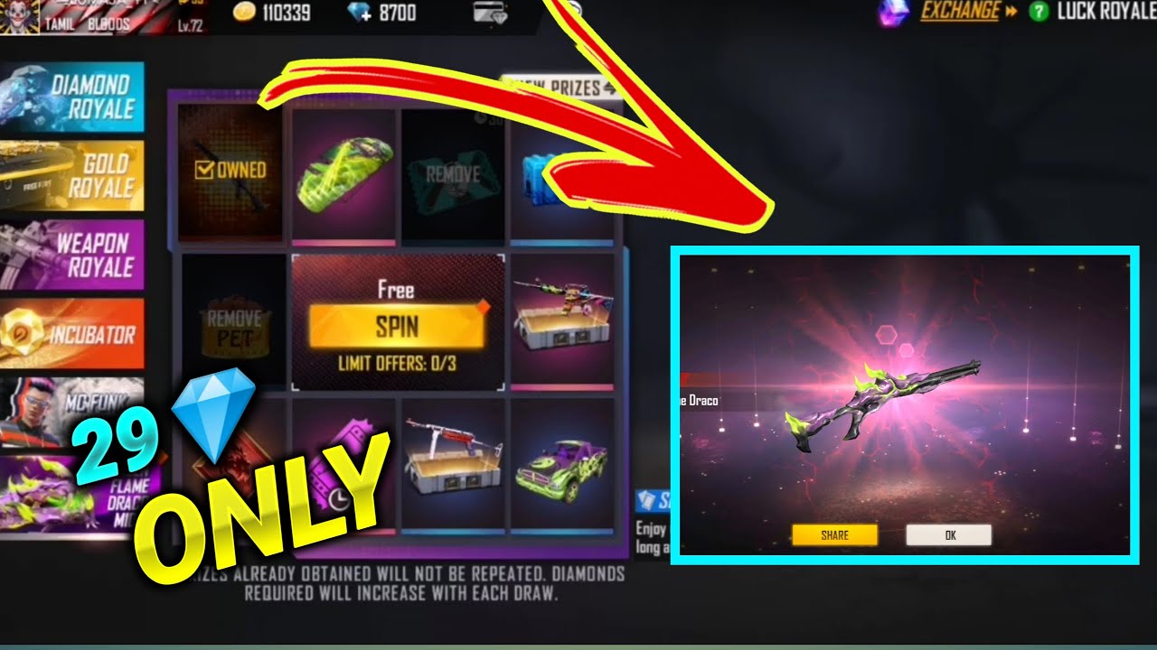 New M1014 Faded Wheel Spin || Green Flame Draco Faded Wheel || Free Fire Today New Faded Wheel Event