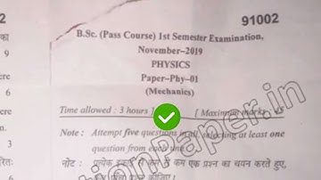 2019 Mdu BSc 1st Sem Physics Mechanics Question Paper