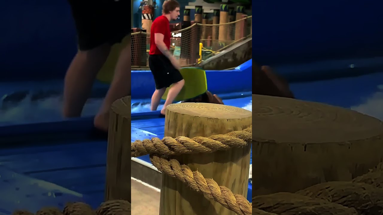 Girl Fails Multiple Times On Waterpark Surf Machine
