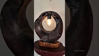 Turned a log into this !#woodlamp #rusticDldecor#diyhomedecor #recycleddesign#handmadelighting
