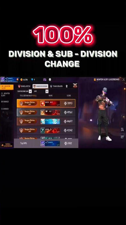 How to Change Free Fire Weapon Glory Division & Sub - Division🎯#freefireclips #freefire #shorts #tsg