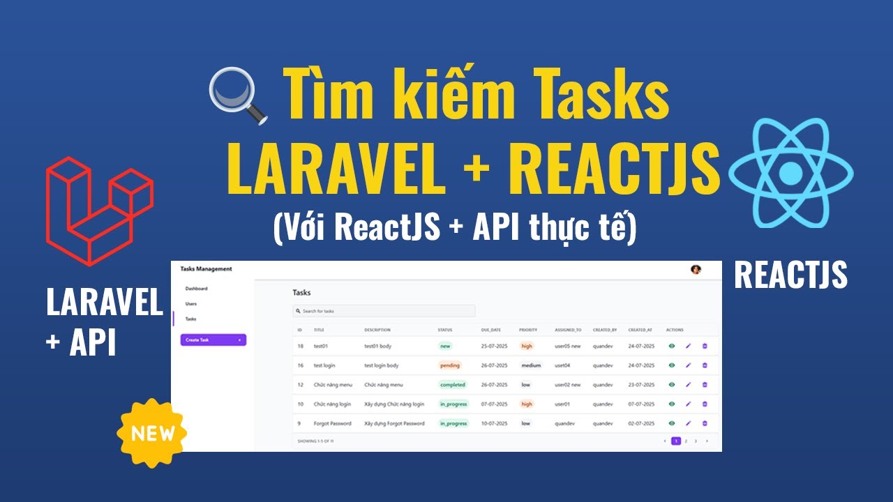11.🔍 Tìm kiếm Tasks với Laravel API + ReactJS (Debounce + Search) - YouTube
