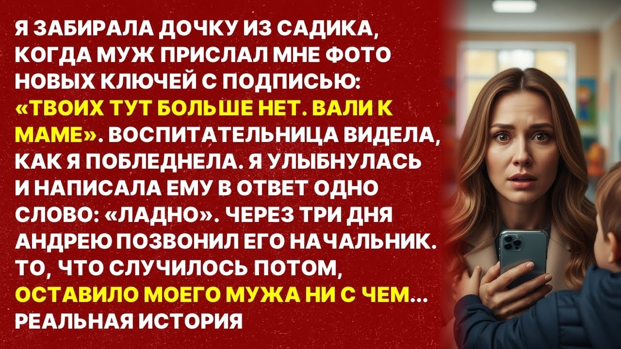 «ТВОИХ КЛЮЧЕЙ ТУТ БОЛЬШЕ НЕТ. ВАЛИ К МАМЕ»—написал муж.Я ответила:«Ладно».Через 3 дня он потерял всё