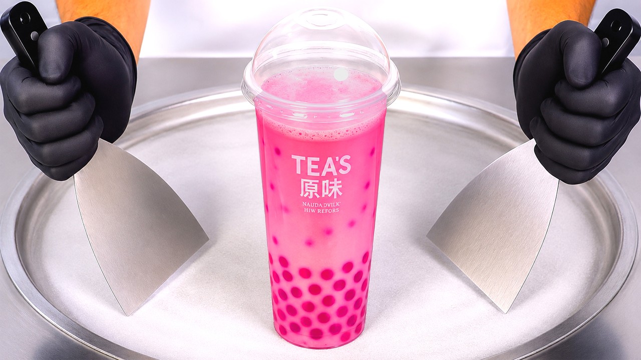 ASMR | Dragonfruit Bubble Tea - Ice Cream Rolls