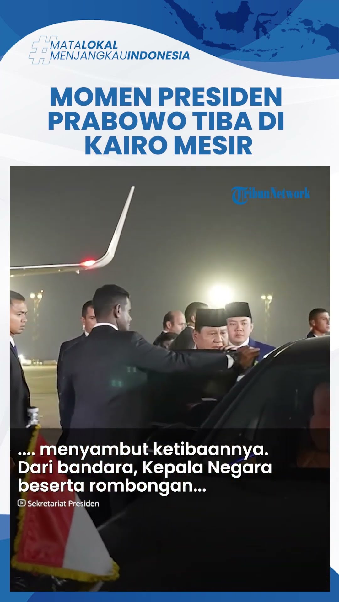 Detik detik Presiden Prabowo Subianto Tiba di Kairo Mesir, Disambut Pasukan Kehormatan hingga WNI