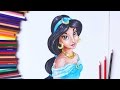 Уроки рисования. Как нарисовать ЖАСМИН с мультфильма "Алладин" how to draw Jasmine | Art School