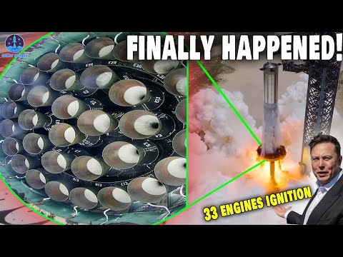 Finally happened! SpaceX Booster 9's 33 Raptor engines FIRING with New Water Deluge system!