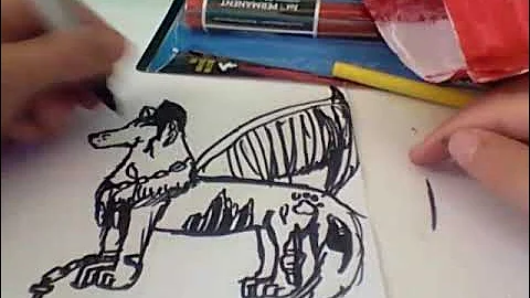 how to draw 2 wolves demon and angel