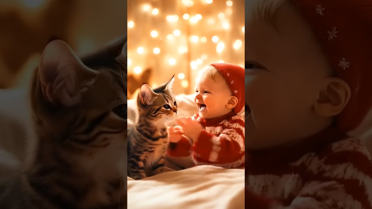 Baby With Kitten Laugh 😂 