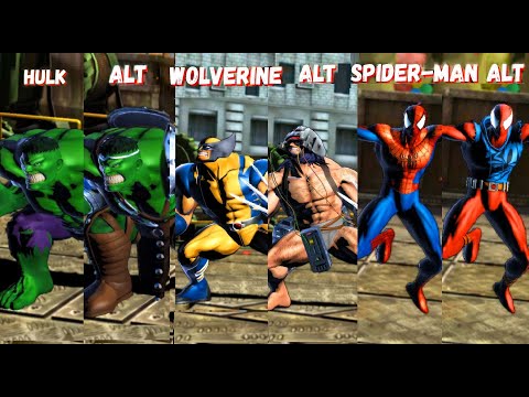 ULTIMATE MARVEL VS CAPCOM 3 - ALL Costumes Skins in Intros Animations Comparison UMVC3 1080p 60fps
