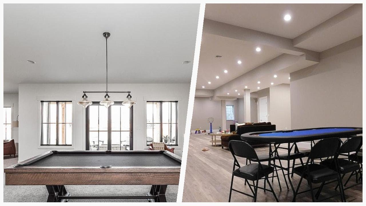 75 Huge Gray Floor Basement Design Ideas 