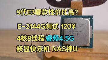 【CPU测评系列】核显快乐机，NAS神U，120元9代E3，E2144G评测，4核8线程睿频4.5G