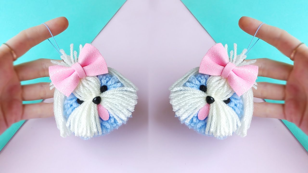 DIY 🐶 Как сделать Собачку Помпон из Ниток 🐕 How to make a Pom Pom Dog