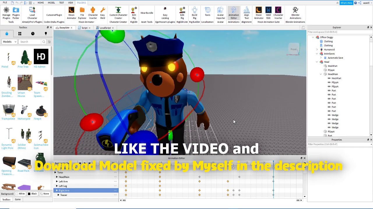 Animate Officer Doggy Jumpscare Like Minitoon Roblox Studio Animation Tutorial Piggy Book 2 Youtube - why is roblox studio doing the original walk animation