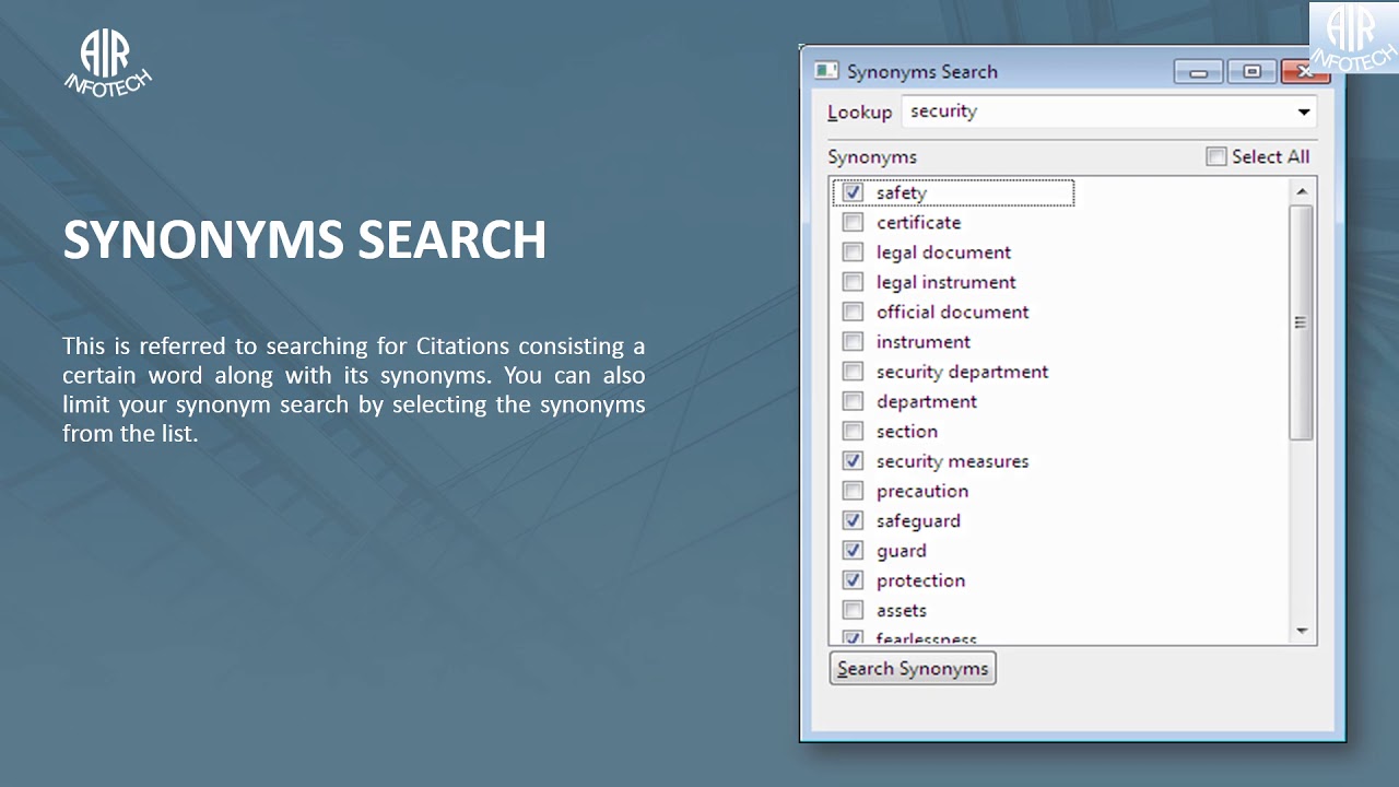 AIR Infotech LeSearch Legal Search Database Software User Guide