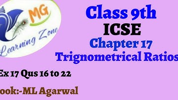 Class 9th ICSE Math Ch 17 Trignometrical Ratios Ex 17 Qus 16 to 22