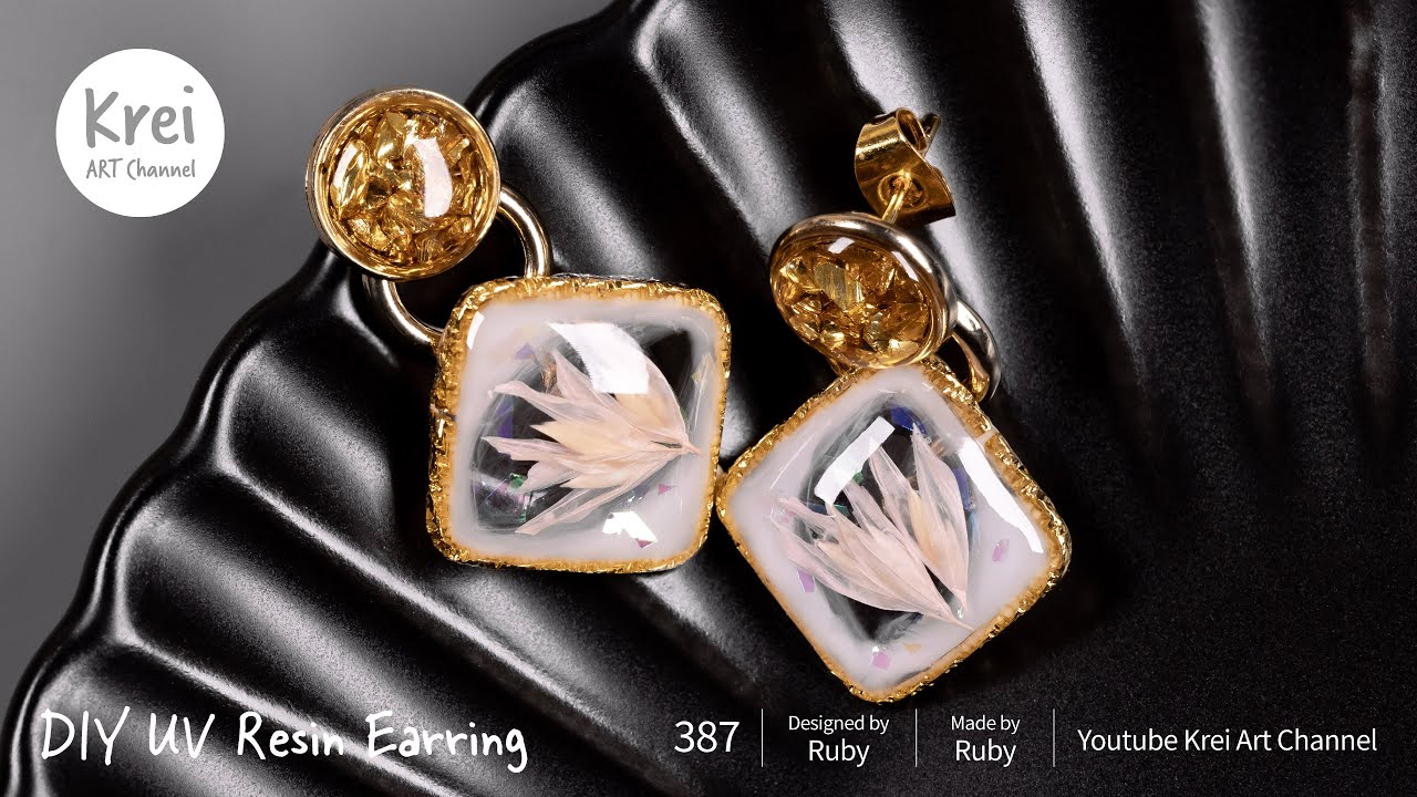 【UVレジン】 DIYでドライフラワーを使ってピアスを作りました〜♪ UV Resin -DIY Dried Flower in UV Resin Earring!~