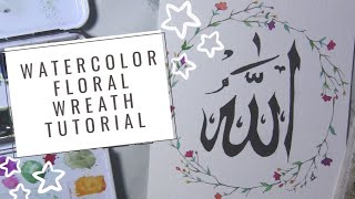Watercolor Floral Wreath tutorial with easy Steps