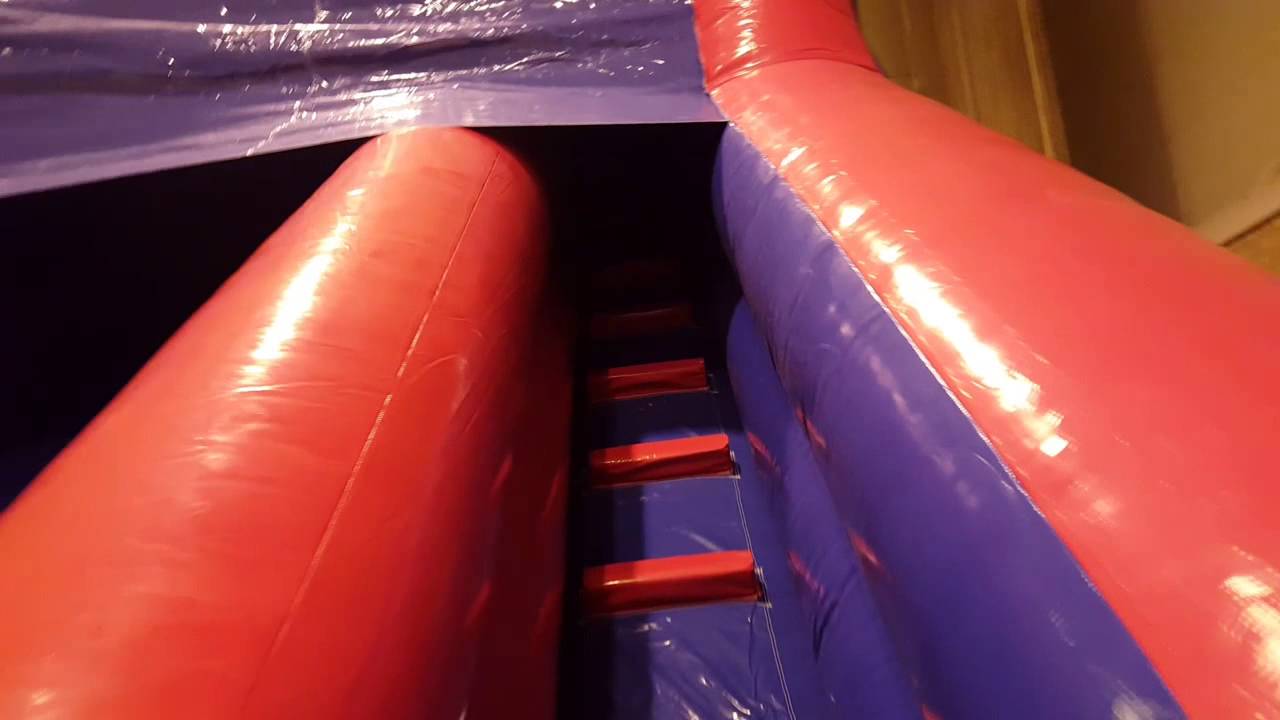 bouncy castle hire northampton Red and blue garden slide