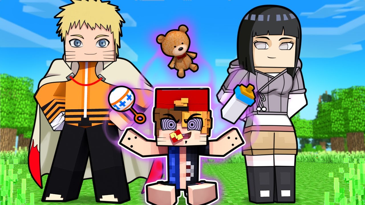 O FILHO de NARUTO e HINATA tem um RINNEGAN de PAIN no Minecraft