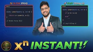 DSA Maths 8 | Power Function Problem Explained in DSA | Brute Force vs O(log N) Recursive Approach