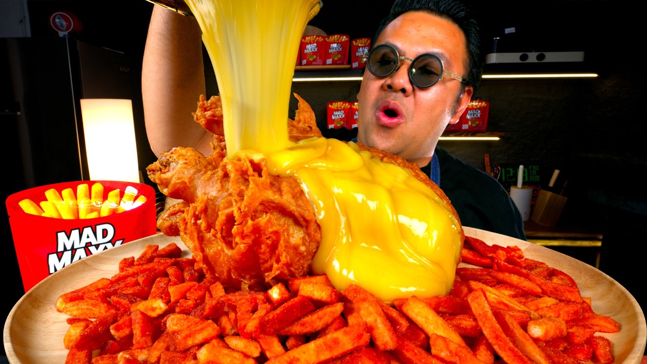 ไก่ทอดทั้งตัวเฟรนช์ฟรายส์เผ็ดที่สุด ชีสฟองดูลาวา Spicy Whole Fried Chicken