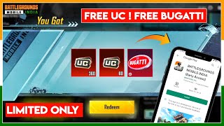 BGMI FREE UC REDEEM | HOW TO GET FREE UC IN BGMI | HOW TO GET FREE BUGATTI IN BGMI