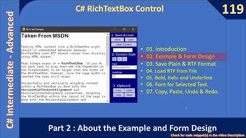 C# RichTextBox Control | Part 2 - About the Example & Form Design | C# Advanced #119