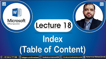 Index | Table of Content in Ms Office | Urdu/Hindi (فہرست) kesy banaen | by waheed zaman