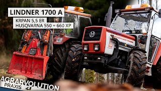 Lindner 1700 + Krpan 5.5 ER + Husqvarna 550 & 560 • Brennholzernte | Agrarvolution Praxis