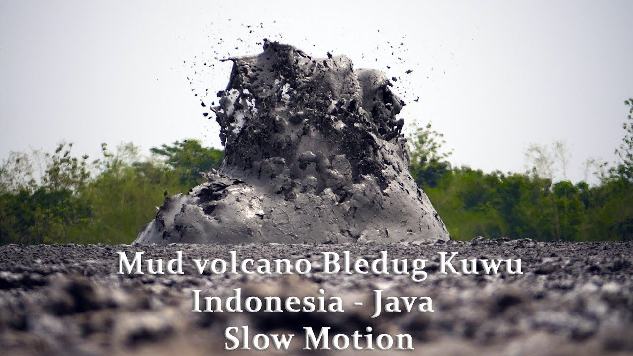 Java Mud Volcano Грязевой вулкан Bledug Kuwu- Java- Indonesia. Slow Motion. Mud volcano ...