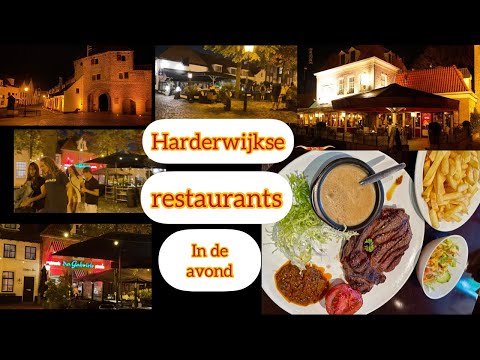 Harderwijk restaurants at night. (NETHERLANDS)