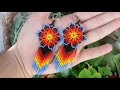 ARETES ESTILO HUICHOL COLORIDOS DE CHAQUIRA/MOSTACILLA (FACIL DE REALIZAR) Easy beaded earrings