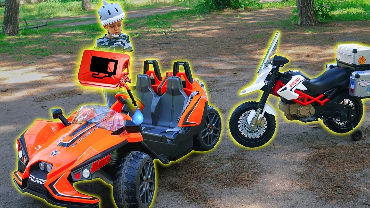 Tema ride on Cross bike Power Wheels car run out of fuel