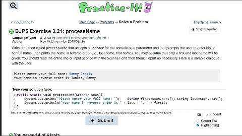 Java Practice It || 3.21 processName || method basics, parameters (Scanner)