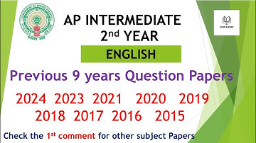 AP Inter 2nd Year ENGLISH 2024 to 2015 - 9 years previous year Question Papers IPE Andhra Pradesh