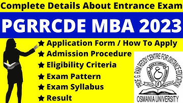 PGRRCDE MBA 2023 Full Details: Notification, Dates, Application, Syllabus, Pattern, Eligibility