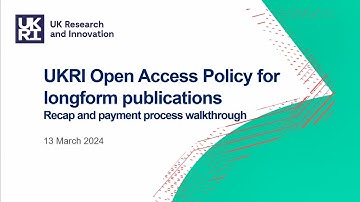 UKRI open access fund for longform publications: payment process walkthrough