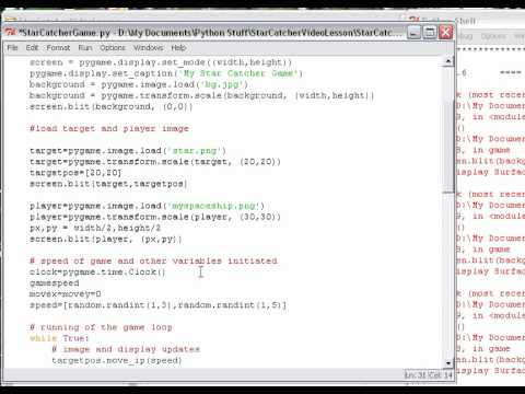 Python - Pygame Lesson - Star Catcher - Part 6: animate with clock time ...