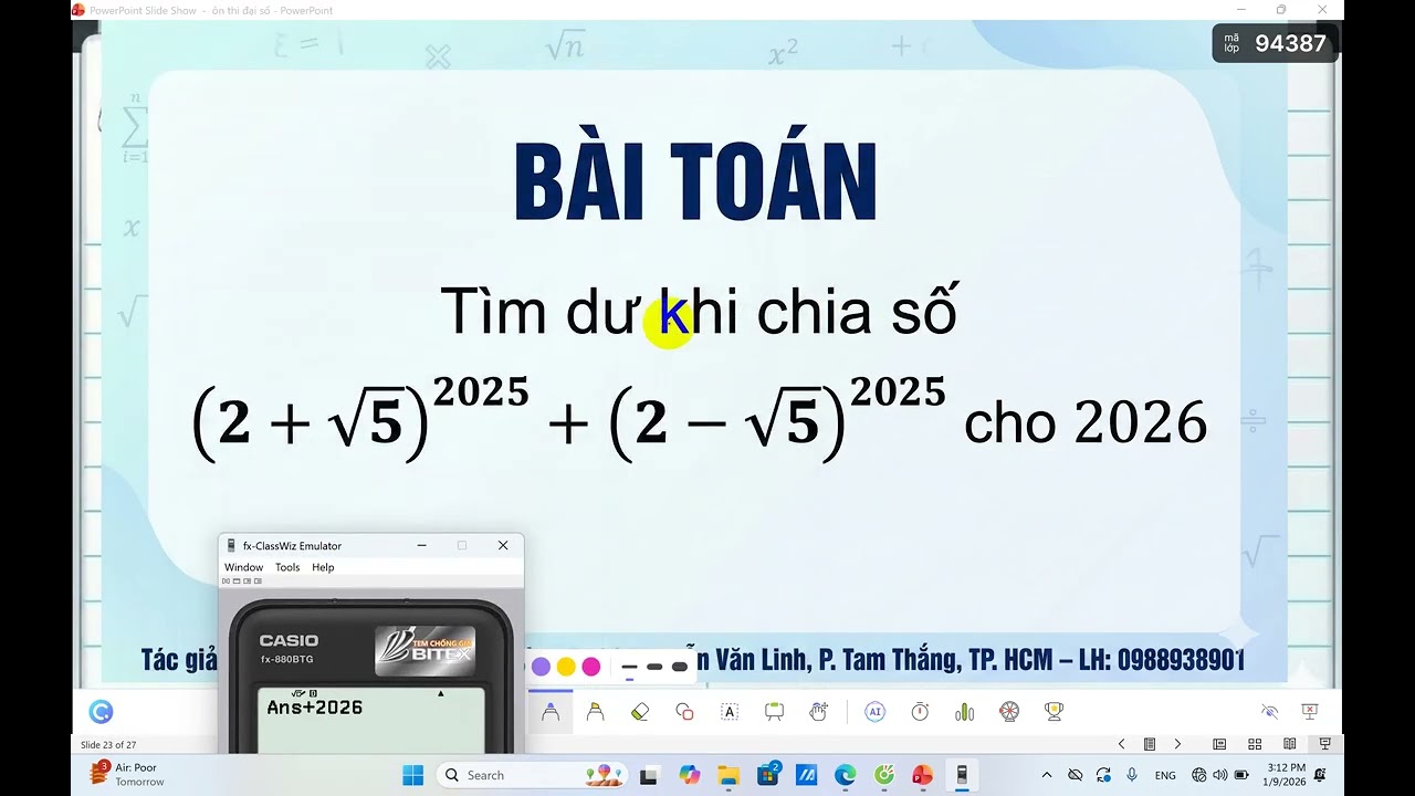 Ôn thi học sinh giỏi máy tính cầm tay tìm số dư cho phép chia ( Câu trúc TP - HCM)