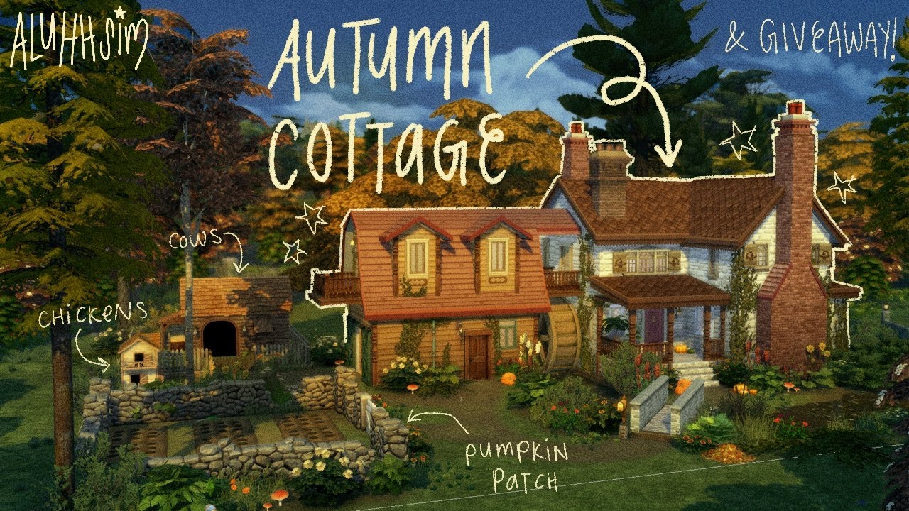 sleep while i build a cozy fall cottage in the sims 4 & GIVEAWAY🐑🍎🥧long play with commentary