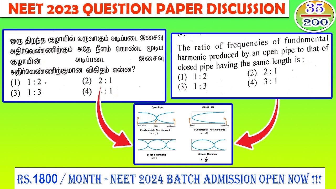NEET Original Question Series Tamil and English The ratio of frequencies of fundamental