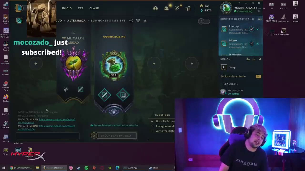 Yoda reagindo (tentando) aos donates do mucalol